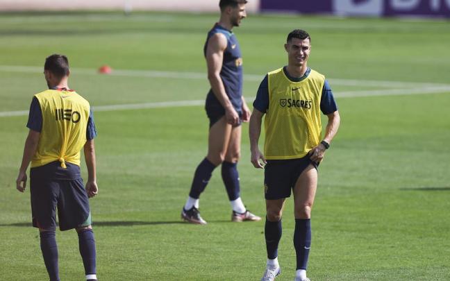 Ronaldo, en un entrenamiento con la selección.