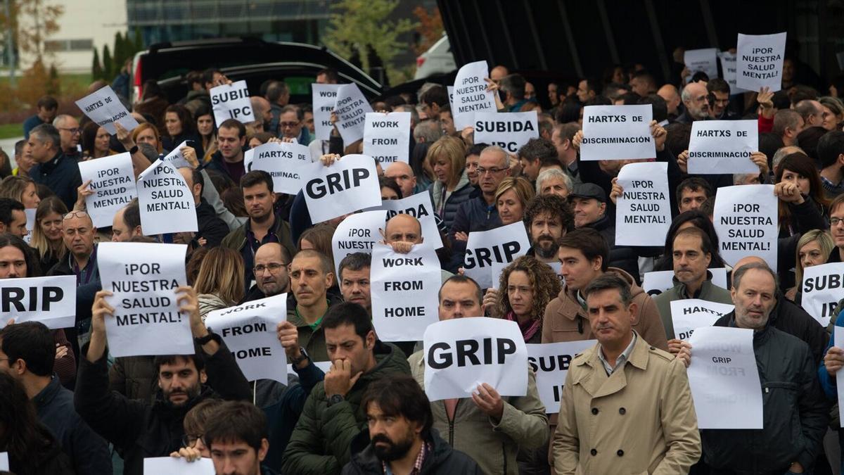 Reciente protesta de trabajadores de Siemens Gamesa en Sarriguren.