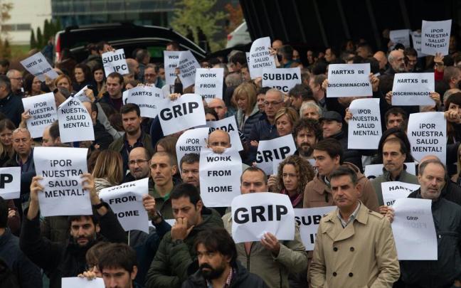 Reciente protesta de trabajadores de Siemens Gamesa en Sarriguren.