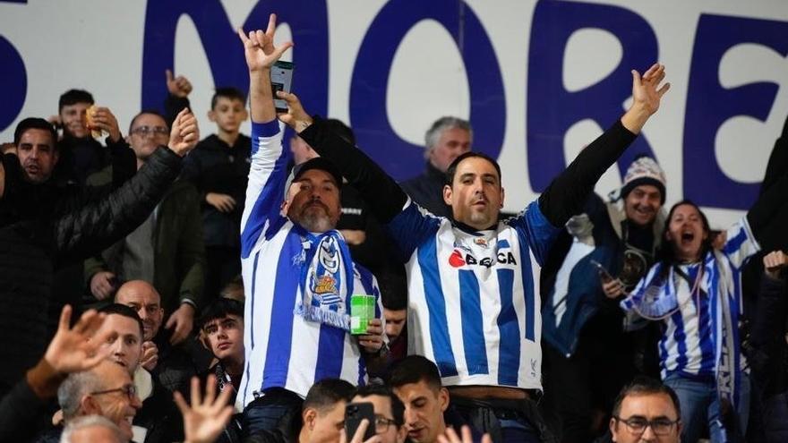 Aficionados de la Real Sociedad, el pasado miércoles durante el partido contra el Coria.