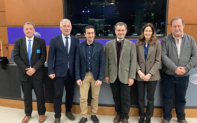 El director gerente de Euskarabidea, Mikel Arregi, a la izquierda, junto a representantes de Cataluña, Galicia y País Vasco en la jornada del Parlamento Europeo. El director gerente de Euskarabidea, Mikel Arregi, a la izquierda, junto a representantes de Cataluña, Galicia y País Vasco en la jornada del Parlamento Europeo.