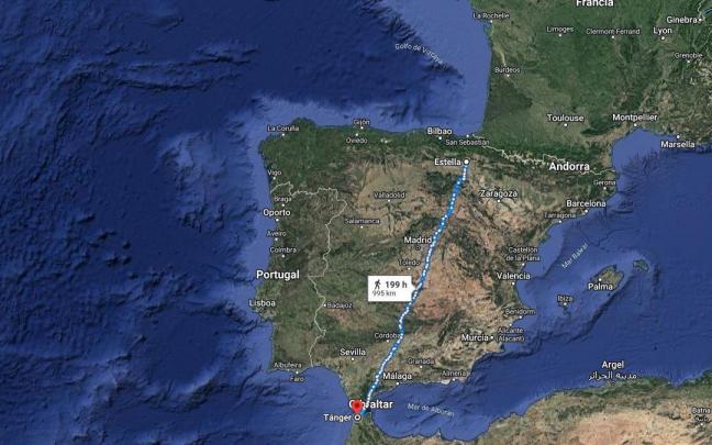 Distancia entre T&aacute;nger y Estella.