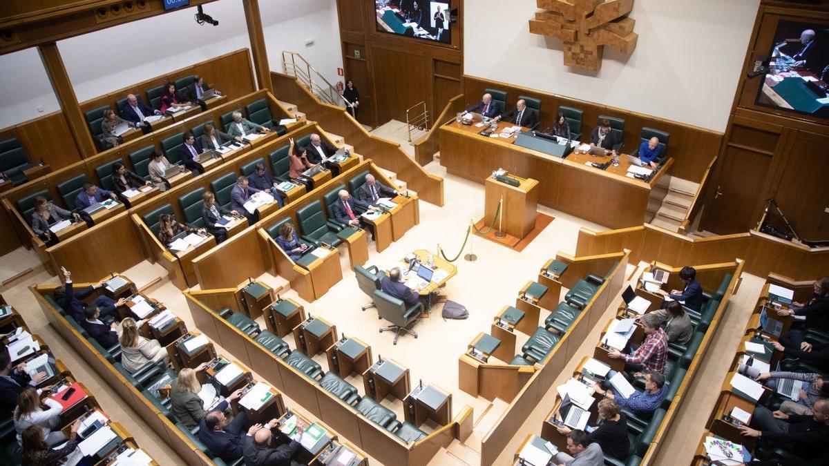 Sesión en el Parlamento vasco.