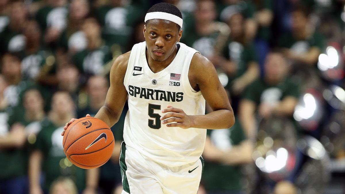 Cassius Winston, en una imagen durante su etapa universitaria en los Spartans de Michigan