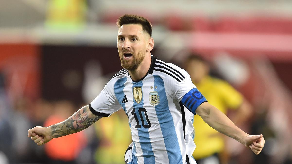 Leo Messi en un partido con la selección de Argentina.