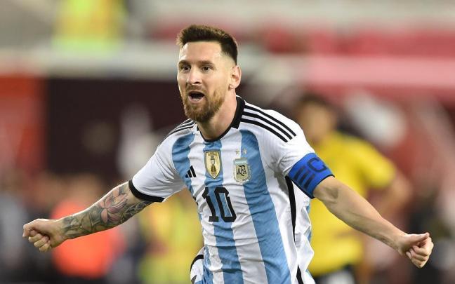 Leo Messi en un partido con la selecci&oacute;n de Argentina.