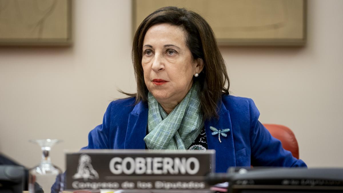 La ministra de Defensa, Margarita Robles, durante una comparecencia en el Congreso de los Diputados