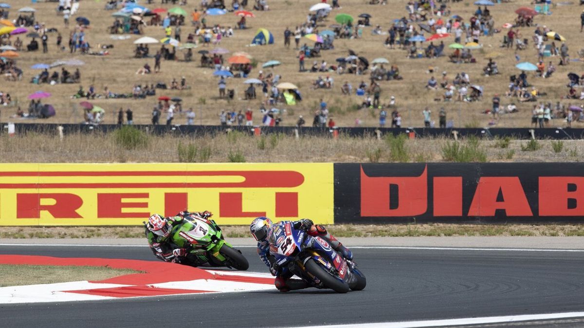 Un momento del campeonato WorldSBK en el Circuito de Navarra en 2021