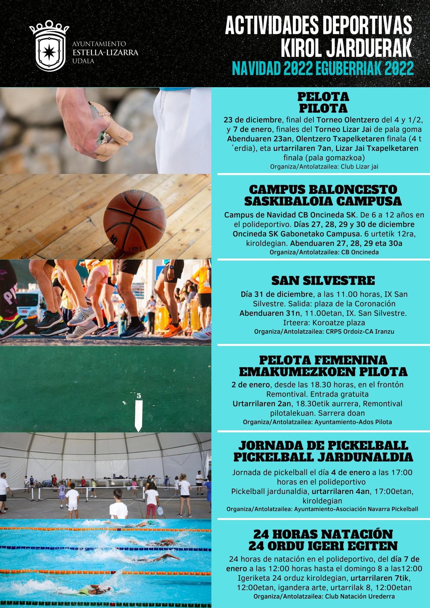 Actividades deportivas para Navidad en Estella.
