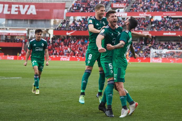 David García celebra el tanto que abrió el marcador.