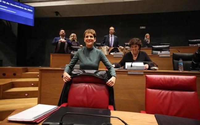 La presidenta Chivite, este jueves en el Parlamento de Navarra para afrontar el Debate sobre el Estado de la Comunidad. La presidenta Chivite, este jueves en el Parlamento de Navarra para afrontar el Debate sobre el Estado de la Comunidad.