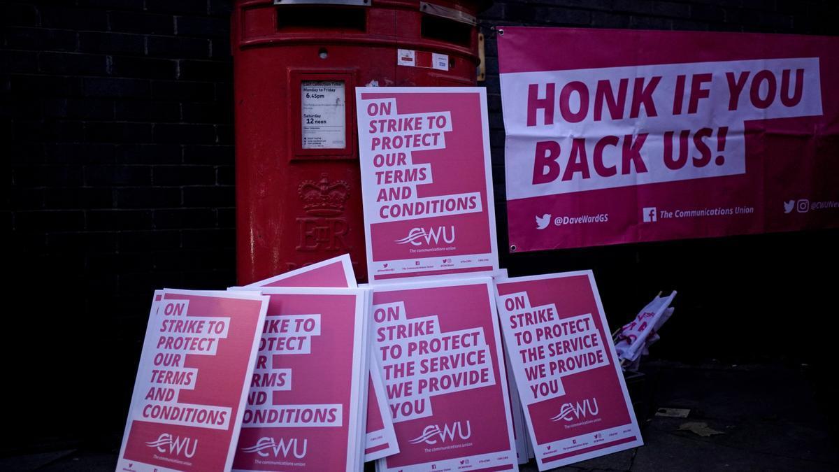 Huelga de los trabajadores de la Royal Mail, la antigua empresa pública de correos británica.