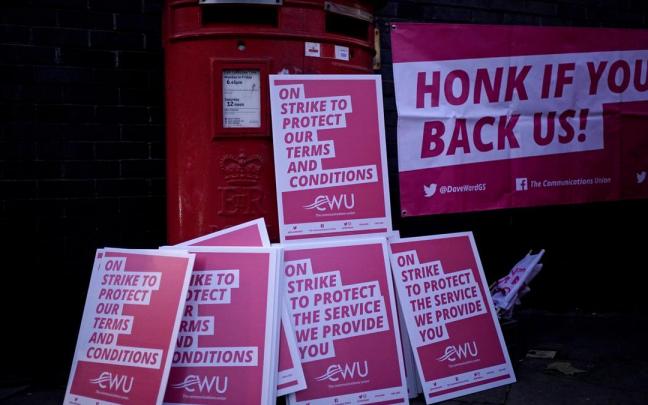 Huelga de los trabajadores de la Royal Mail, la antigua empresa pública de correos británica.