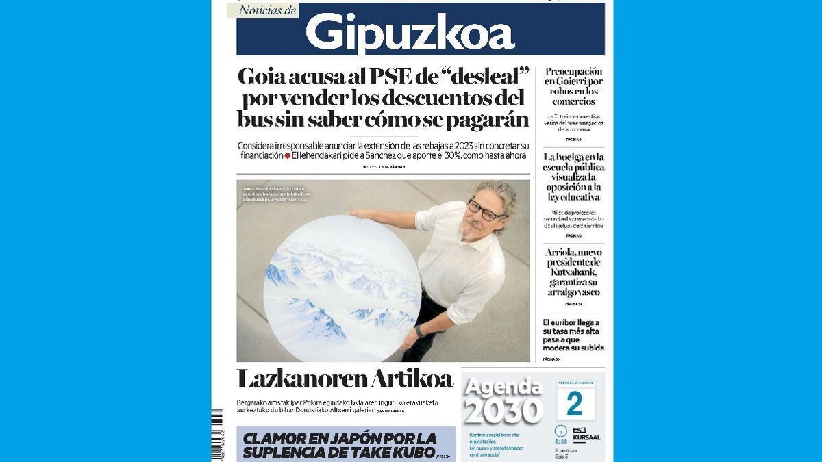 Portada de NOTICIAS DE GIPUZKOA del 1 de diciembre