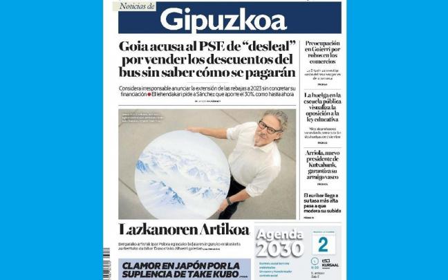 Portada de NOTICIAS DE GIPUZKOA del 1 de diciembre