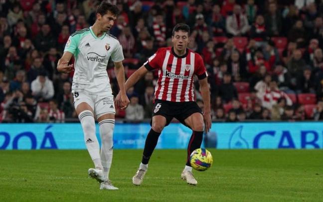 Mikel Vesga, en el derbi del lunes ante Osasuna