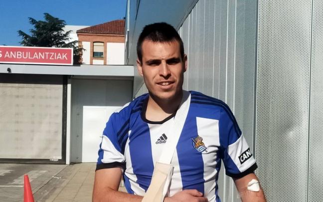 Ander Manzano, herido en el cuarto encierro.