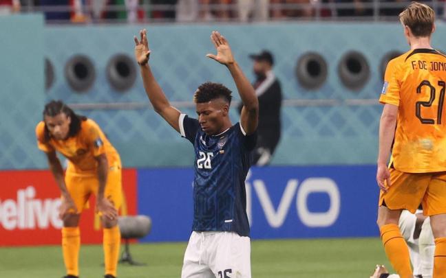 El ecuatoriano Kevin Rodríguez al finalizar el partido contra Países Bajos. El ecuatoriano Kevin Rodríguez al finalizar el partido contra Países Bajos.