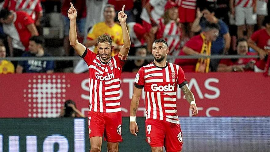 Stuani celebra un gol con el Girona esta temporada. | FOTO: N.G.