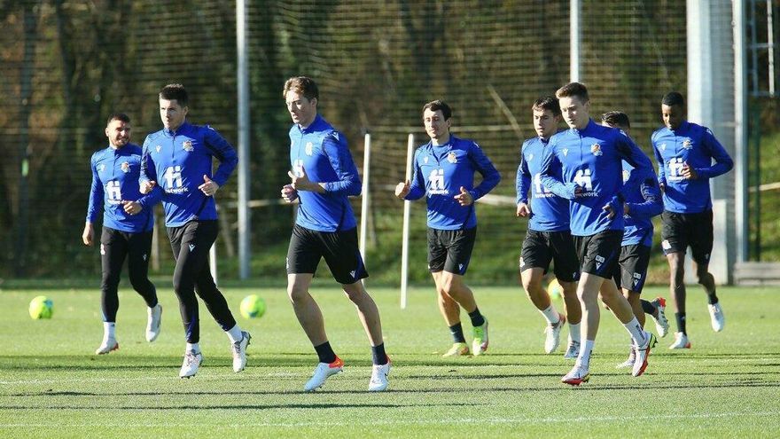 Entrenamiento de la Real en Zubieta en la pasada campaña