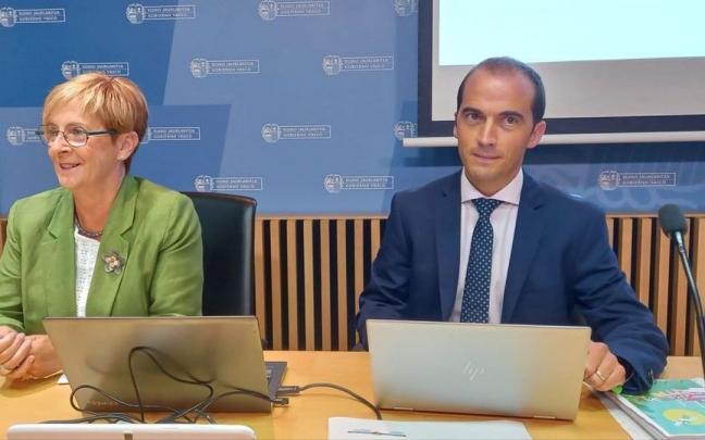 La consejera de Desarrollo Económico, Sostenibilidad y Medio Ambiente, Arantxa Tapia, y el director general del EVE, Iñigo Ansola, en la presentación del pan de ahorro energético del Gobierno vasco La consejera de Desarrollo Económico, Sostenibilidad y Medio Ambiente, Arantxa Tapia, y el director general del EVE, Iñigo Ansola, en la presentación del pan de ahorro energético del Gobierno vasco