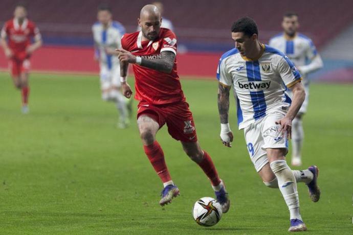 Miguel de la Fuente, durante un duelo de la pasada temporada con el Leganés