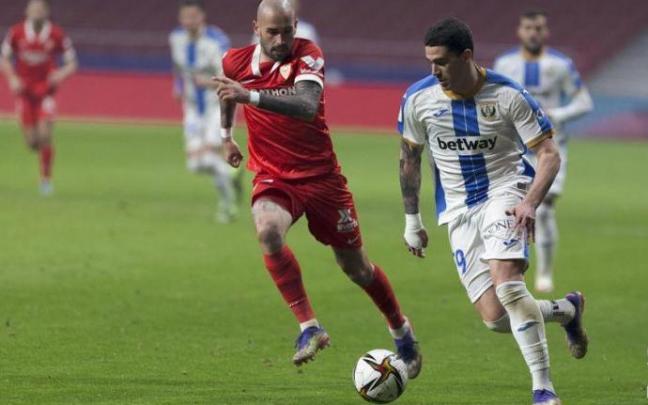 Miguel de la Fuente, durante un duelo de la pasada temporada con el Leganés