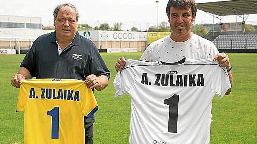 El anterior presidente del Real Uni&oacute;n, Ricardo Garc&iacute;a, y Zulaika.