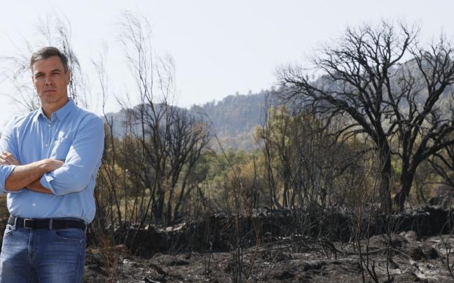 Pedro S&aacute;nchez visita en Extremadura una de las zonas afectadas por los incendios activos.