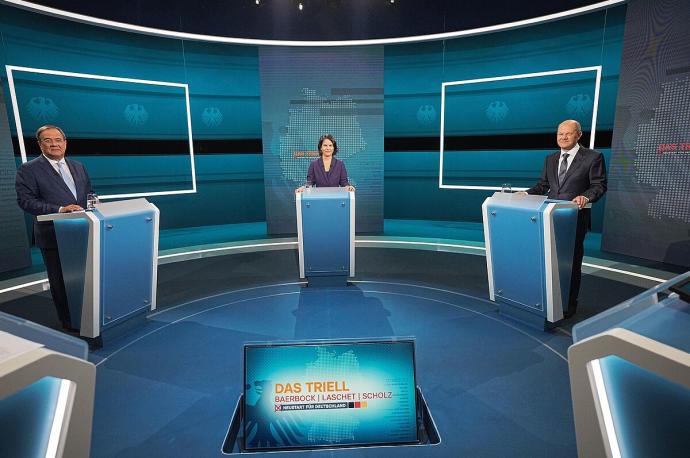 Los líderes del SPD, CDU y de Los Verdes durante el último debate electoral