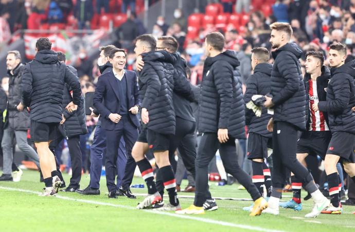 Marcelino García Toral sonríe al final del partido.