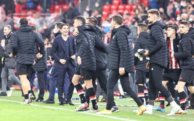 Marcelino García Toral sonríe al final del partido.
