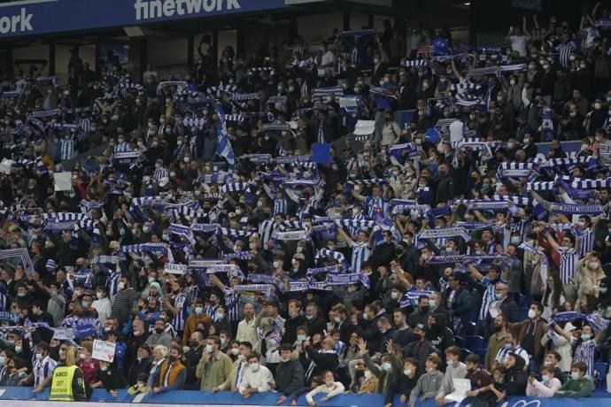 La afición de la Real, en la grada durante el último partido contra el Mallorca.