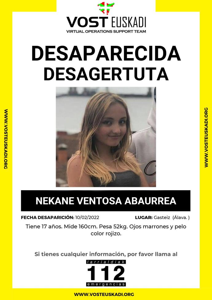 Se busca a una menor desaparecida en Vitoria