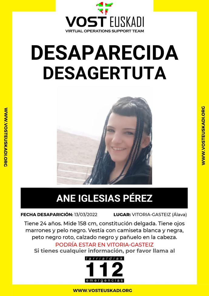 Cartel de la joven de Vitoria desaparecida