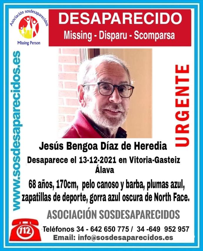 Cartel de ayuda para buscar a Jesús Bengoa Díaz de Heredia