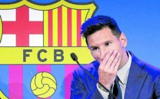 Leo Messi, en la rueda de prensa de su despedida. Foto: Efe