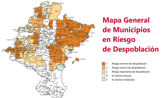 Mapa de la despoblación en Navarra.