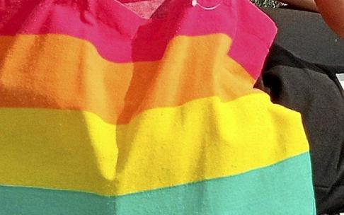 Bolso con los colores de la bandera LGTBI. Foto: @Lanbrusko/Twitter Bolso con los colores de la bandera LGTBI. Foto: @Lanbrusko/Twitter