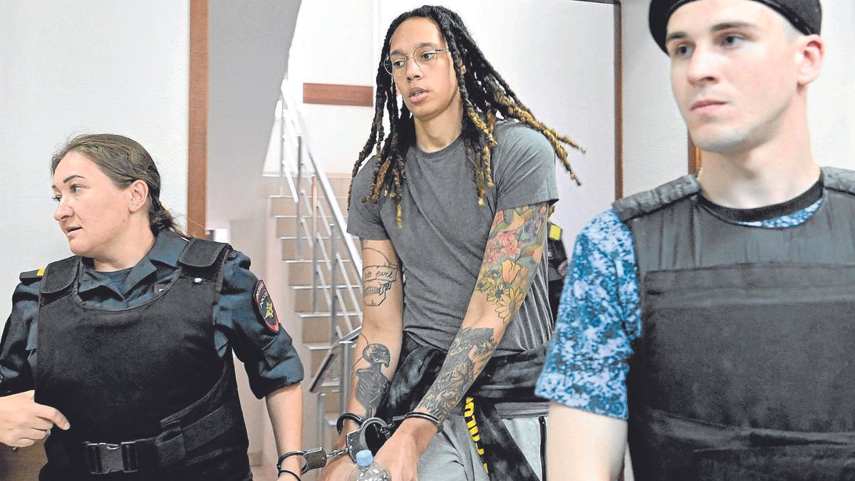 Brittney Griner, en la audiencia ante el Tribunal de Jimki que tuvo lugar el pasado lunes.