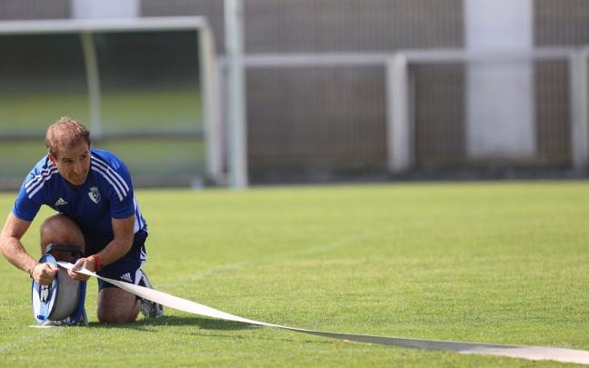 Arrasate, durante el entrenamiento de este jueves en Tajonar.
