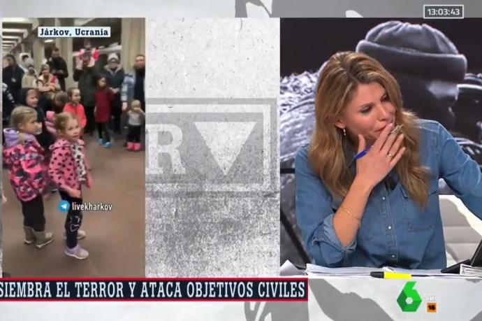 Diana Mata, echándose a llorar mientras informaba sobre los niños ucranianos.