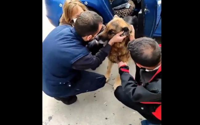 Momento del reencuentro entre 'Dico' y su familia en lallocalidad granadina de Albolote.