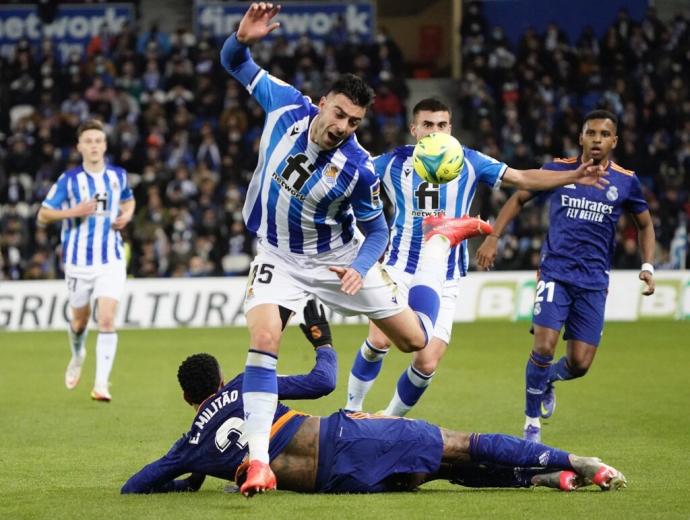 Diego Rico, durante un partido en Anoeta.