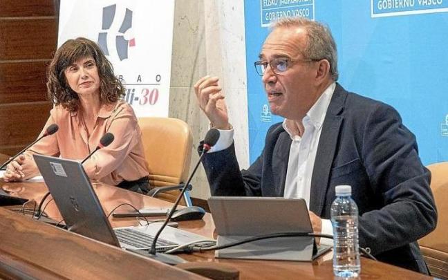 La directora general de Metrópoli 30, Idoia Postigo, y Fernando de la Rica, ayer lunes en la Bolsa. La directora general de Metrópoli 30, Idoia Postigo, y Fernando de la Rica, ayer lunes en la Bolsa.