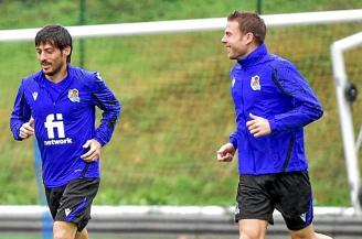 Illarramendi, en un entrenamiento junto a Silva.