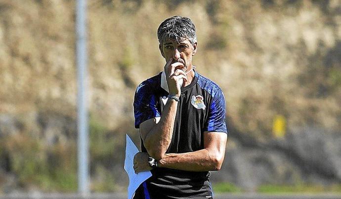 Imanol Alguacil, esta semana durante un entrenamiento en Zubieta. Foto: Real Sociedad