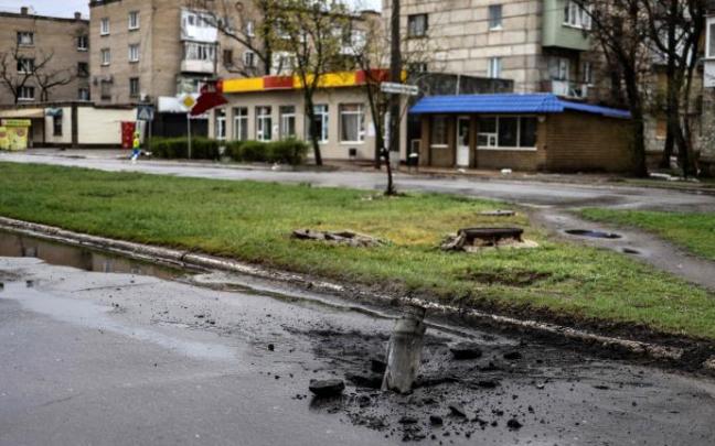 Imagen de una calle de Severodonetsk, en el Donbás Imagen de una calle de Severodonetsk, en el Donbás