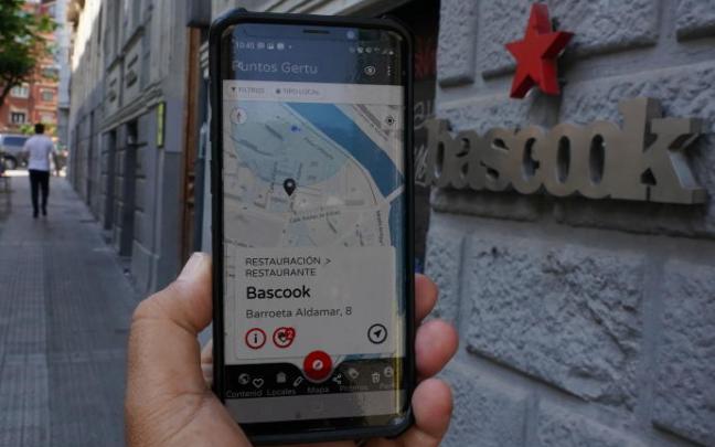 El plano urbano de la aplicación Gertu en un dispositivo móvil.