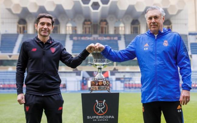 Los entrenadores del Athletic Club y del Real Madrid, Marcelino García Toral y Carlo Ancelotti.